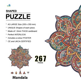 Universal Castle Buddha Theme Shaped Puzzle for Adults and Kids Fun Impossible Education Toy and Gift Puzzle (Mandala 267 Pieces)