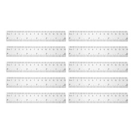 HARFINGTON 20pcs Clear Plastic Ruler 15cm (0.59 Inch) Metric Inch Straight End Ruler with Black Scale Mark for Classroom Home Office
