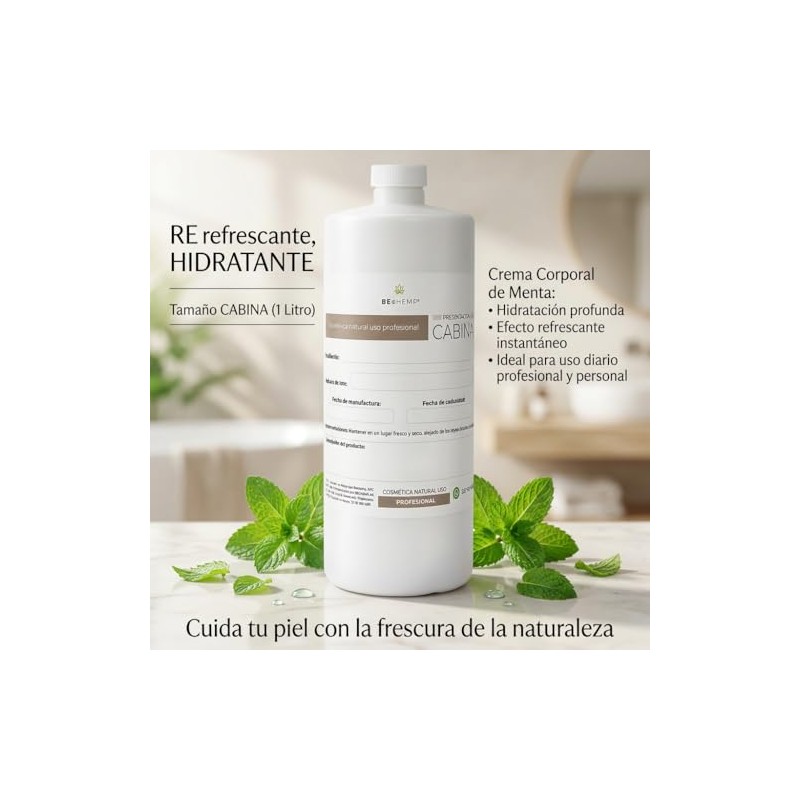 Crema Líquida Corporal de Menta 1L – Hidratante Refrescante, Libre