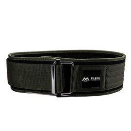 FLEXI MUSCLES - Quick Lock Weightlifting Belt - Adjustable Back Support with Metal Buckle - Ideal for Powerlifting, Cross Training, and Olympic Lifting - Durable Lifting Belt for Men & Women (Green, XL)