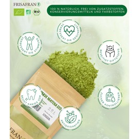 FRISAFRAN Organic Matcha Latte Powder 50 g Matcha Tea Powder Original Matcha Green Tea Ceremonial Grade Green Tea Natural Matcha Tea Matcha Powder Matcha No Additives Vegan