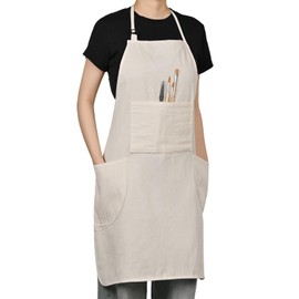 KEVIN&SASA CRAFTS KEVIN&SASA CRAFTS Painting Apron for Men and Women, Professional for Acrylic, Oil and Watercolor Painting, With 3 Pockets, Adjustable Cotton Canvas Bib Apron