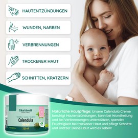 Herbiovit Vegan Marigold Ointment with Chamomile Jojoba Oil Panthenol Wound and Healing Ointment Anti-Inflammatory Burn Ointment for Burning Sunburn Wound Protection Cream Baby Adults 250 ml Natural