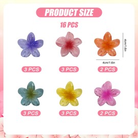 Satiskid 16 Stück Blumen Haarklammer Klein, 4cm Niedliche Rutschfeste Blumen Haarspangen, Hawaii Flower Hair Clip Blumenhaarklammer Haarstyling Zubehör für Damen Frauen Mädchen