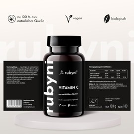 Bio Vitamin C hochdosiert (180 vegane Kapseln) • 425 mg Vit C pro Tagesdosis • Natürliches Vitamin C aus Acerola & Amla • Ohne Zusätze, hohe Bioverfügbarkeit