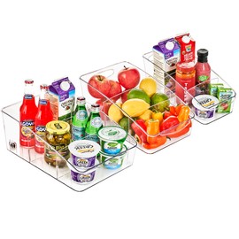 Sorbus Fridge Organizer on Wheels - Rolling Fridge Organizers and Storage Clear Design with Dividers & Handles for Kitchen Organization and Storage - Refrigerator Organizer Bins & Pantry Storage Bins