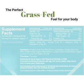 SunLife Organics Grass Fed Whey Protein Powder Vanilla 100% Organic 16 OZ