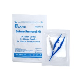 RCARE Sterile Suture Removal Kit (Cutter, Forceps, Gauze), Suture Removal Tool Sterilized Ideal for Hospitals, Clinics and Home Care (1, Stitch Cutter)