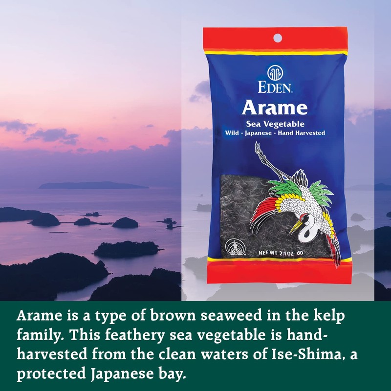 Eden Arame, Japanese Wild Sea Vegetable, Natural Seaweed, Hand Harvested,