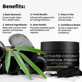 PENRIDGE Activated Coconut Charcoal Teeth Whitening Powder, 100% Natural, 30 Grams