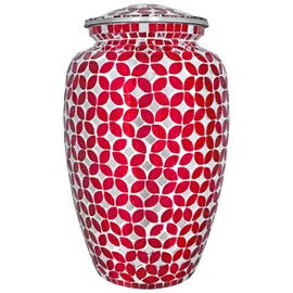 NANIURN Red Urns for Human Ashes Adult Man & Female, Mosaic Glass Cremation Urn for Ashes Adult Male & Women, Hand Made Funeral Urn, Decorative Tiles Create a one of a Kind Work of Art - Large Urns