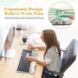 Gimars Memory Foam Wrist Rest Set Ergonomic Support For Keyboard And Mouse Morandi Blue