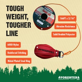 FORESTER Arborist Throw Line Kit | 15oz Throw Weight & 166ft Rope | Ultra Slick 100% Polyester Rope | Arborist Equipment For Tree Climbing