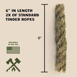 Buschcraft Survival Jumbo Jute Rope - Waterproof Tinder Rope 10 Pack - Camping and Backpacking Fire Starter