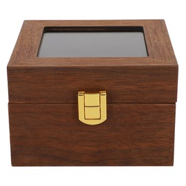 Wooden Watch Case 2 Slot Clamshell Watch Storage Box Organizer Black Walnut Color