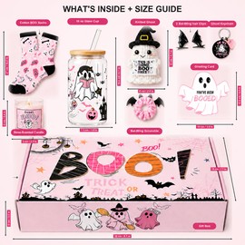 Boo Basket Stuffers for Women Halloween Basket Pink Spooky Basket Kit