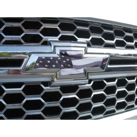 EmblemsPlus Chevy Silverado Black American Flag Grille Gate Bowtie Decals 2014-2018