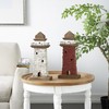 Deco 79 Wood Light House Decorative Sculpture Distressed Home Decor
