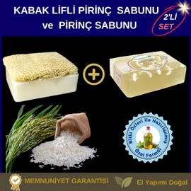 Organicsun 2'li Set Doğal Kabak Lifli Pirinç Sabunu ve Lifsiz Pirinç Sabunu