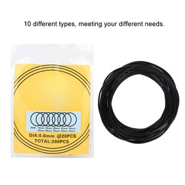 ANKROYU Pack of 200 O-Rings for Watches, Various Diameters, Watch Case Seals, Black Rubber Waterproof O Ring for Watch Repair, Watch Replacement Parts (0.6 mm)
