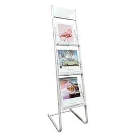 TONGMO Floor-standing 3-Layer Magazine Rack, Brochure Display Stand, made of high-hardness metal, suitable for Exhibitions, Offices, and any organization requiring information display. (3F-White)
