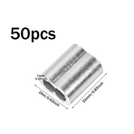 Futuhada Pack of 50 aluminium crimp sleeves, 5 mm wire rope clamps, aluminium press clamps for steel cable, cable, oval clamps for rope attachment and cable securing