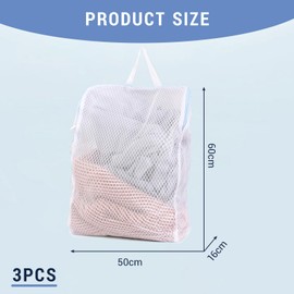 Landrain Pack of 3 Laundry Net for Washing Machine, Large 60 x 50 cm Laundry Bag, Laundry Nets Travel with Handles