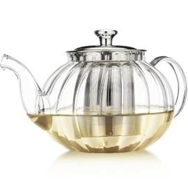 Teabloom Vienna Glass Teapot – Stain-Free Heatproof Glass – Stovetop Safe – Removable Stainless Steel Infuser – Perfect for Loose Leaf Tea – 37 oz. / 1100 ml (3-4 Cups)