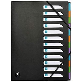 Elba Memphis 100209000 A4 Folder Polypropylene 0.5 mm Back Cover with 3 Flaps 12 Compartments Black