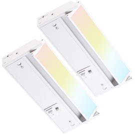 TORCHSTAR FlexiBright Series Rotatable LED Under Cabinet Lighting, 8 Inch 6W 450LM, Hardwired & Plug-in, 120V ETL Listed Dimmable Under Counter Lights, White Aluminum Housing, 3K/4K/5K, Pack of 2