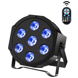 DELIBANG RGBW LED Par Spotlight, 7 LED Par Headlights, Stage Light, Party Light Effects with Remote Control for Disco, DJ, Party, Wedding, Christmas, Haloween