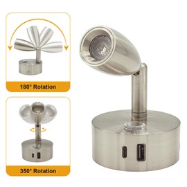 WTNYOU 12V LED Reading Light with Dual Charging Ports, Touch Control Dimmable RV Light Interior 12 Volt Bedside Fixture for Camper Boat Van Trailer and Motorhome