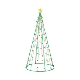 Lighted Multi-Colored Twinkle String Cone Holiday Christmas Tree with 100 Lights, 7 Feet Tall, Holiday Decoration Display, Christmas, Yard, (2023)