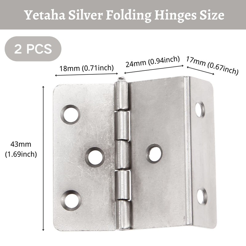 2 Pcs Vintage Hinges with 12 Screws Three Fold Retro