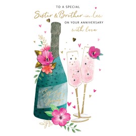 Sister & Brother-In-Law Anniversary Card Embellished Champagne Greeting Card JGS708