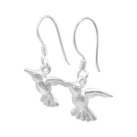 Silverly Sterling Silver Hummingbird Dangle Earrings - French Hook Detailed Bird Drop Earrings for Women - 925 Silver Intricate Nature-Inspired Animal Jewellery - Unique Gift for Her