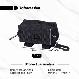 EHDWXVZM 3-Piece Poop Bags for Pets, Storage Bags for Pet Waste, Dog Waste Bags with Zip, Portable Cat Waste Bags, Reusable Waste Bags