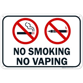 Sigo Signs No Smoking No Vaping Sign, 12x18 Inches, 55 mil Thick HDPS (high Density polystyrene), Made in USA