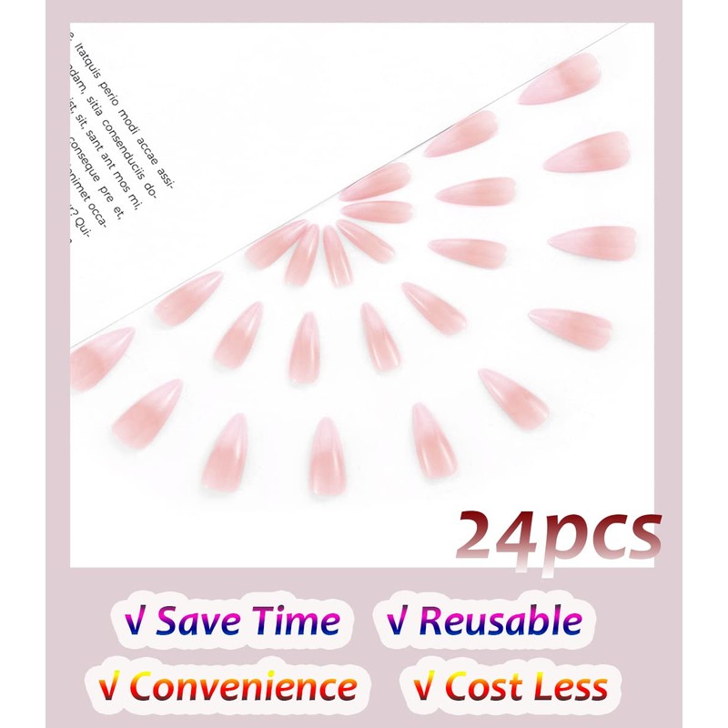 Sethexy 24 Pcs Almond Glue On False Nails