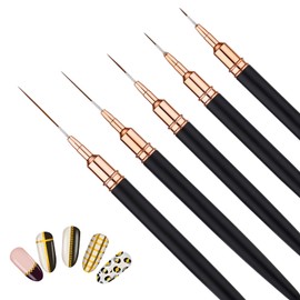 5pcs Nail Art Liner Brushes, Liner Brushes Set for Nails Gel Nail Drawing Tool Thin Detail Long Fine Line Painting Art Design Pen for Nail Design Gel Polish Painting Sizes 4/8/12/20/25mm