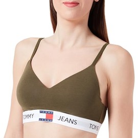 Tommy Jeans Women's Stretch Bralette, Green (Drab Olive Green), XL, Drab Olive Green