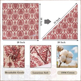 Kachanaa 28''x28'' Large Cotton Bandana Headbands for Women & Men,Super Soft Puckered Fabric Neck Scarf,Multi-purpose Head Wraps Protective Coverage