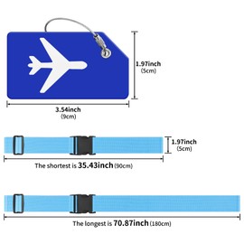 ZOUIQSS Pack of 2 Adjustable Suitcase Strap, Suitcase Strap, Durable Suitcase Straps, Luggage Tag, Travel Packing Straps with Quick Release (Blue)