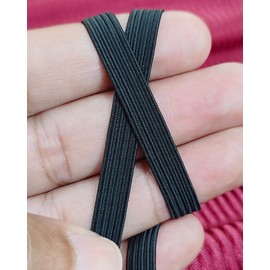 Noshad® 8mm - 1/3" Black Flat Elastic Band for Sewing Knicker, Skirt, Scrunchies, Dressmaking, Haberdashery and Clothing Accessory, Material, Supplies Woven, Braided, Wide Strip (10 Meter / 11 Yard)