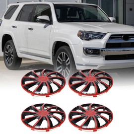 TUCKBOLD 4 Pcs R15/15" Car Wheel Rim Hub Cover Wheel Hub Caps Red Plastic for Car Pickup Truck SUV Wheel Skins Decorative Wheel Rim Cover Replacement