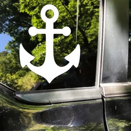 2PC 3.94"x5.12" Vinyl Anchor Silhouette Decal for Cars, Laptops & More - Self-Adhesive Bumper Sticker for Windows, Doors & Walls, Truck, Motorcycle Decal | BZ18 (White)