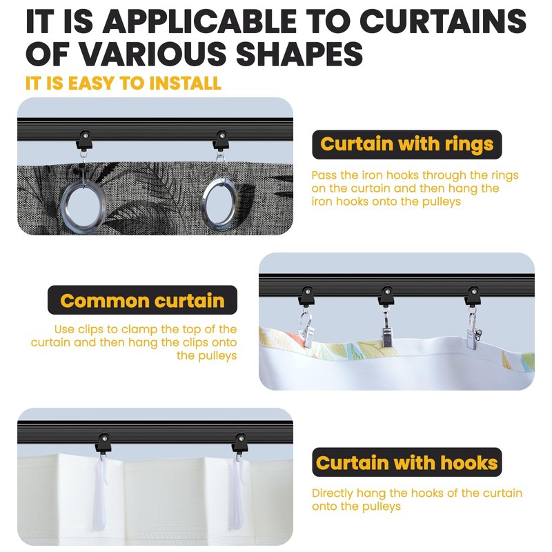 Flexible Ceiling Curtain Track Ceiling Mount, Curved Curtain Rod, Sliding