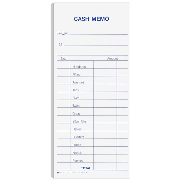 Cash Memo - Blue Ink