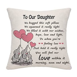 Daughter Cushion Cover Throw Pillow Cover Cushion Case from Mum Dad Daughter Gifts from Mother Father Daughter Birthday Gifts (our daughter)