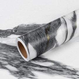 VEELIKE Black and White Gold Marble Contact Paper for Countertops Waterproof Peel and Stick Countertops 15.7''x118'' Self Adhesive Matte Marble Wallpaper Vinyl Counter Top Wrap for Kitchen Bathroom